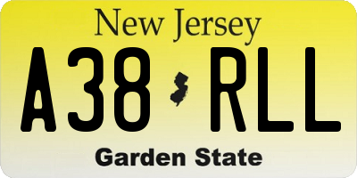 NJ license plate A38RLL