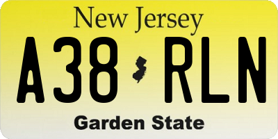 NJ license plate A38RLN