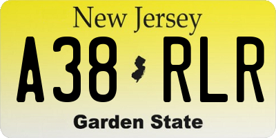 NJ license plate A38RLR