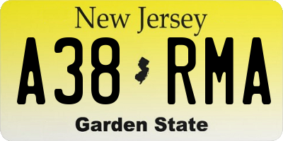 NJ license plate A38RMA