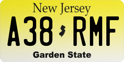 NJ license plate A38RMF