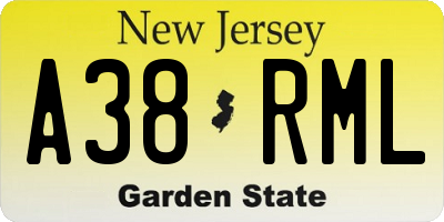 NJ license plate A38RML