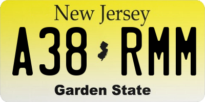 NJ license plate A38RMM