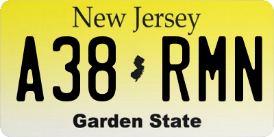 NJ license plate A38RMN