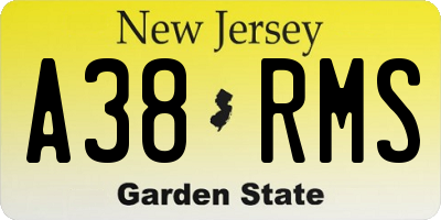 NJ license plate A38RMS