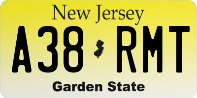 NJ license plate A38RMT