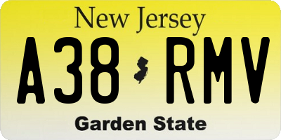 NJ license plate A38RMV