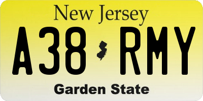 NJ license plate A38RMY