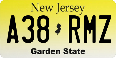 NJ license plate A38RMZ