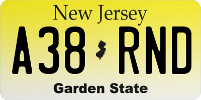 NJ license plate A38RND