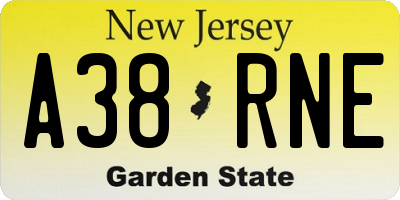 NJ license plate A38RNE