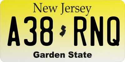 NJ license plate A38RNQ