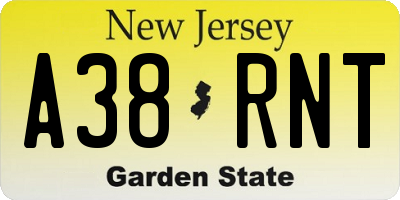 NJ license plate A38RNT