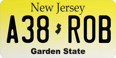NJ license plate A38ROB