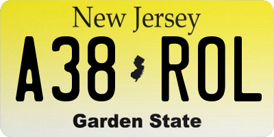 NJ license plate A38ROL