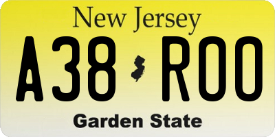 NJ license plate A38ROO