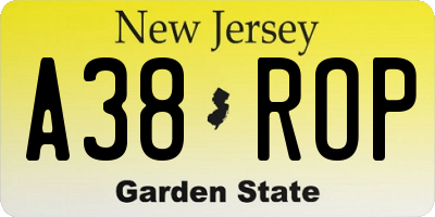 NJ license plate A38ROP