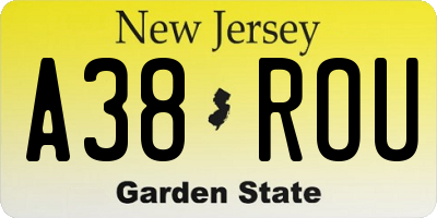 NJ license plate A38ROU