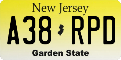 NJ license plate A38RPD