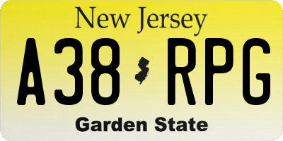 NJ license plate A38RPG