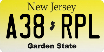 NJ license plate A38RPL