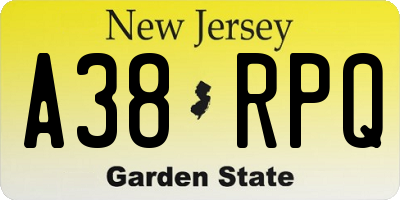 NJ license plate A38RPQ