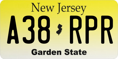 NJ license plate A38RPR