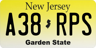 NJ license plate A38RPS