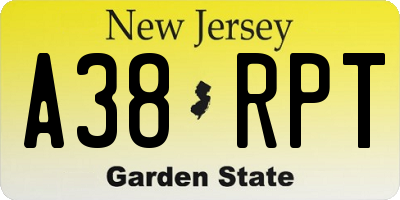 NJ license plate A38RPT