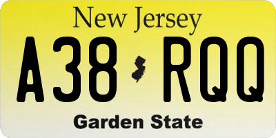 NJ license plate A38RQQ