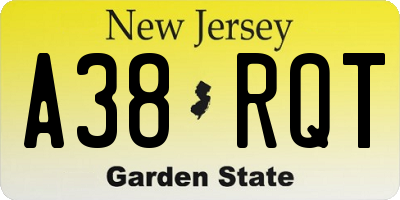NJ license plate A38RQT