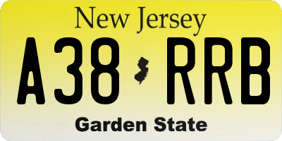 NJ license plate A38RRB