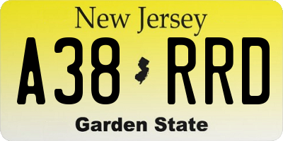 NJ license plate A38RRD