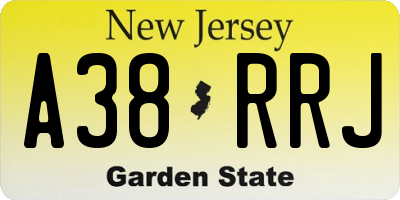 NJ license plate A38RRJ