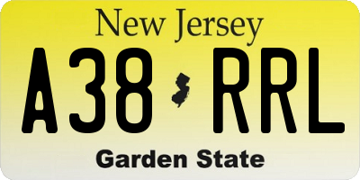 NJ license plate A38RRL