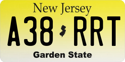 NJ license plate A38RRT