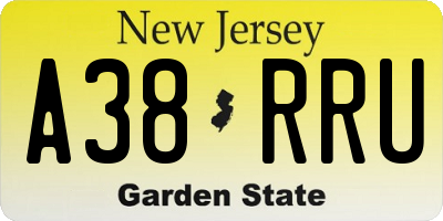 NJ license plate A38RRU