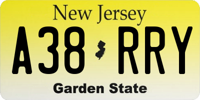 NJ license plate A38RRY