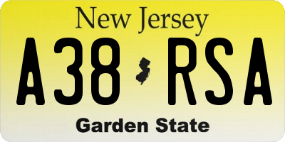 NJ license plate A38RSA