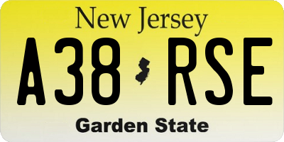 NJ license plate A38RSE