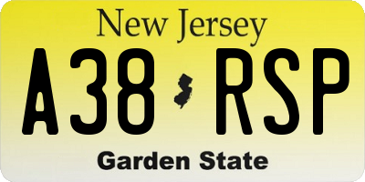 NJ license plate A38RSP