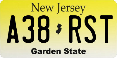 NJ license plate A38RST