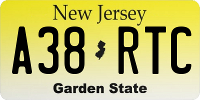 NJ license plate A38RTC