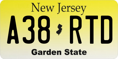 NJ license plate A38RTD