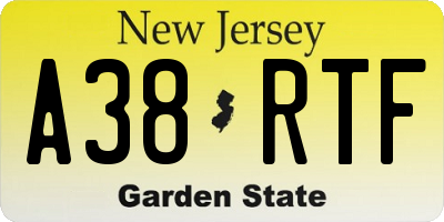 NJ license plate A38RTF