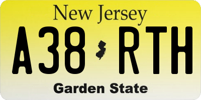 NJ license plate A38RTH