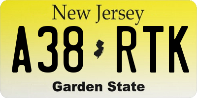 NJ license plate A38RTK