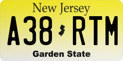 NJ license plate A38RTM