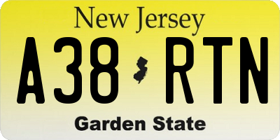NJ license plate A38RTN