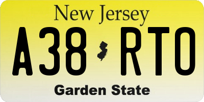 NJ license plate A38RTO